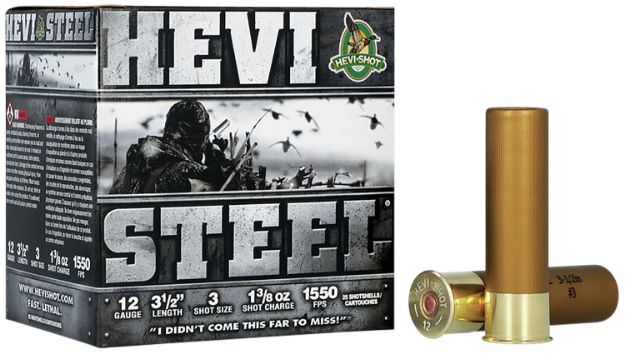 Picture of HEVI-Shot HS65003 HEVI-Steel  12Gauge 3.50" 1 3/8oz 3Shot 25 Per Box/10 Case