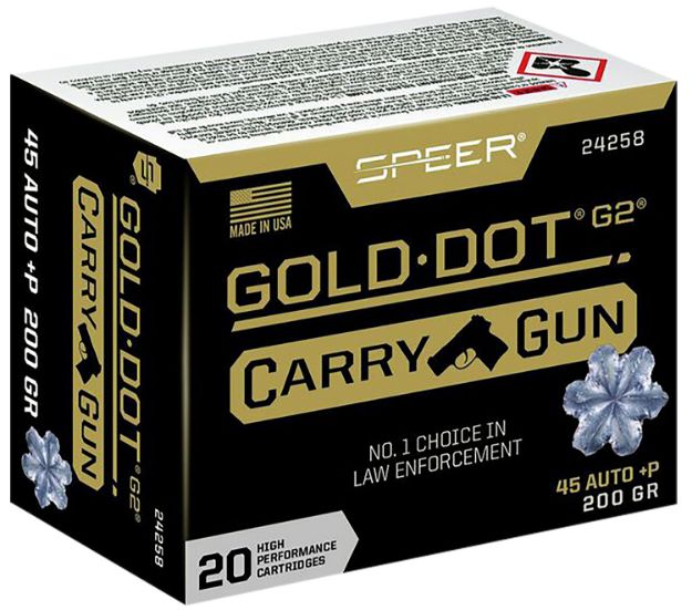 Picture of Speer 24258 Gold Dot Carry Gun 45ACP+P 200gr Hollow Point 20 Per Box/10 Case