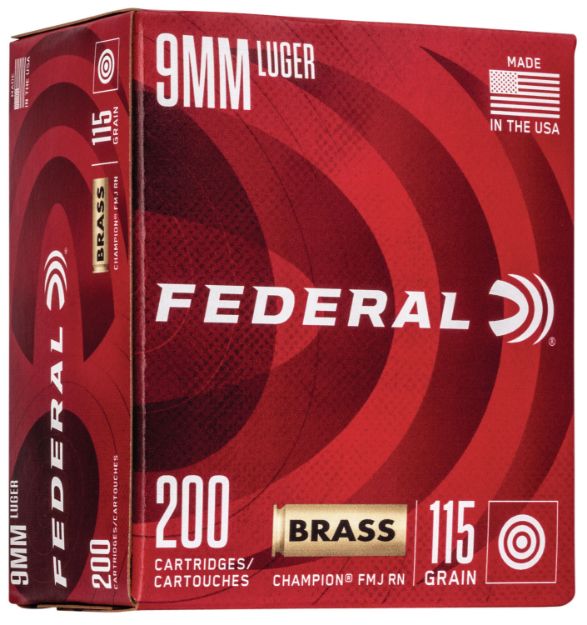 Picture of Federal WM51992 Champion Training 9mmLuger 115gr Full Metal Jacket 200 Per Box/5 Case