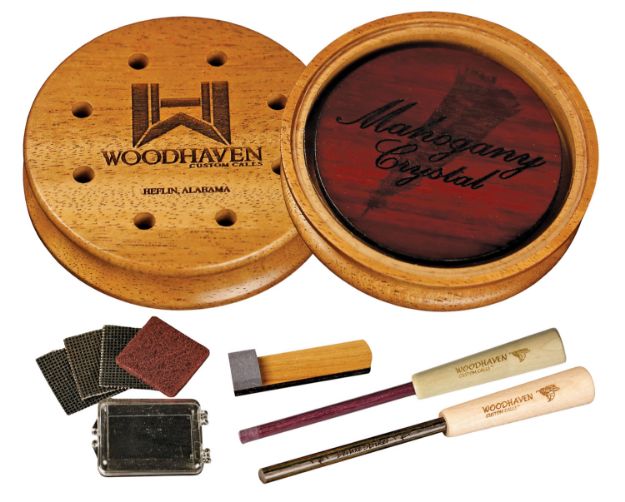 Picture of Woodhaven WH355 Mahogany Crystal  Friction Call Attracts Turkeys Natural Glass/Wood