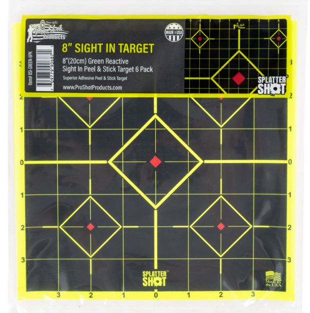 Picture of Pro-Shot 8SIGREEN6PK SplatterShot Sight-In Self-Adhesive Paper Black/Green 8" 5-Diamond 6 Pack