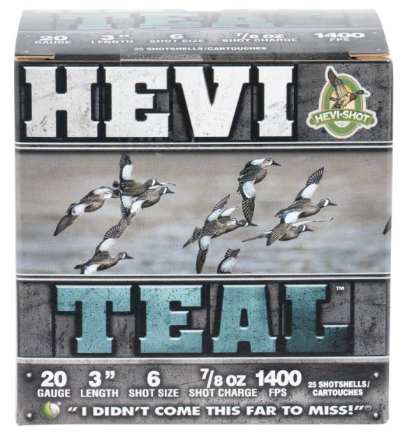 Picture of HEVI-Shot HS62006 HEVI-Teal  20Gauge 3" 7/8oz 6Shot 25 Per Box/10 Case