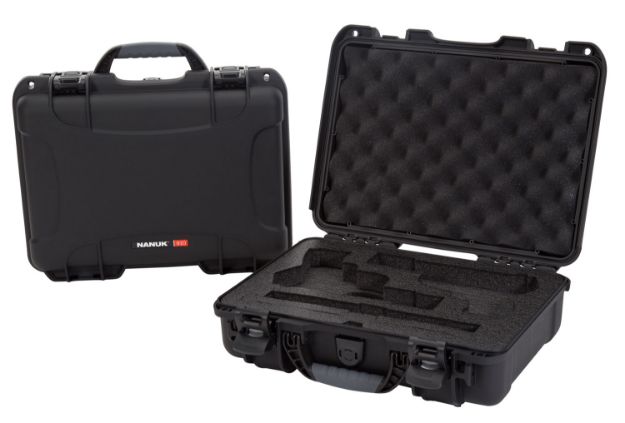 Picture of Nanuk 910CLASG1 910 Classic 2 Up Pistol Case Black Polymer w/ Latches & Closed-Cell Foam Padding 13.20" L x 9.20" W x 4.10 " H Interior Dimensions