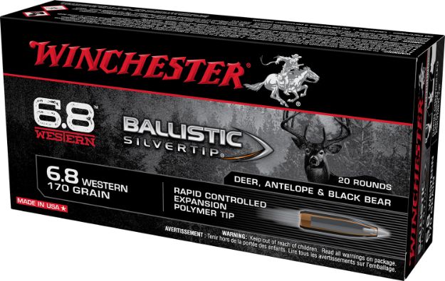 Picture of Winchester Ammo SBST68W Ballistic Silvertip  6.8Western 170gr Rapid Controlled Expansion Polymer Tip 20 Per Box/10 Case