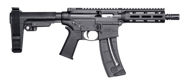 Picture of Smith & Wesson 13321 M&P15  Pistol 22 LR 8" Black Carbon Steel Barrel 25+1, Black SB Tactical SBA3 Adjustable Arm Brace Stock, Black Magpul MOE Grip, Manual Safety, Optics Ready