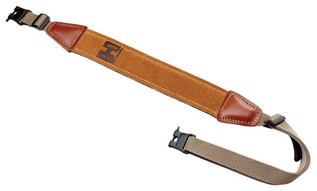 Picture of Hornady 99107 Universal Sling made of Brown Leather with Nylon Straps & Swivels for Rifles