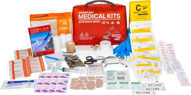 Picture of Adventure Medical Kits 01050400 Sportsman 400 Medical Kit Treats Injuries/Illnesses Waterproof Red