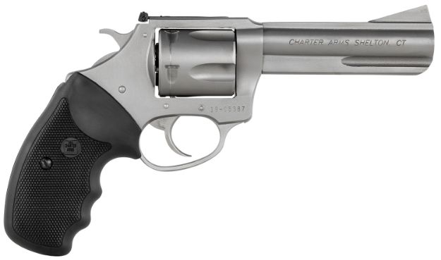 Picture of Charter Arms 74442 Bulldog Target Large 44 Special, 5 Shot 4.20" Matte Stainless Steel Barrel, Cylinder & Frame w/Black Finger Grooved Rubber Grip