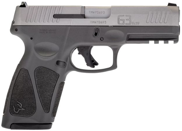 Picture of Taurus 1G3B949G15 G3  Full Size Frame 9mm Luger 15+1 4" Matte Stainless Steel Barrel, Matte Serrated Stainless Steel Slide, Gray Polymer Frame w/Picatinny Rail, Gray Polymer Grip, Right Hand