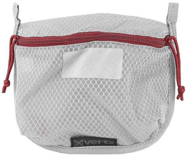 Picture of Vertx VTX5200AGYNA Overflow Pouch Medium Size made of White Nylon with Mesh & Red Accents, YKK Zipper & Durable Hook Back Panel 5" W x 7.25" H Dimensions