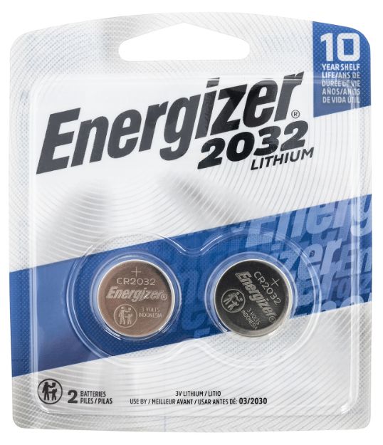 Picture of Energizer 2032BP2 CR2032 Lithium Battery  Silver 3.0 V 235 mAh, Qty (2) Single Pack