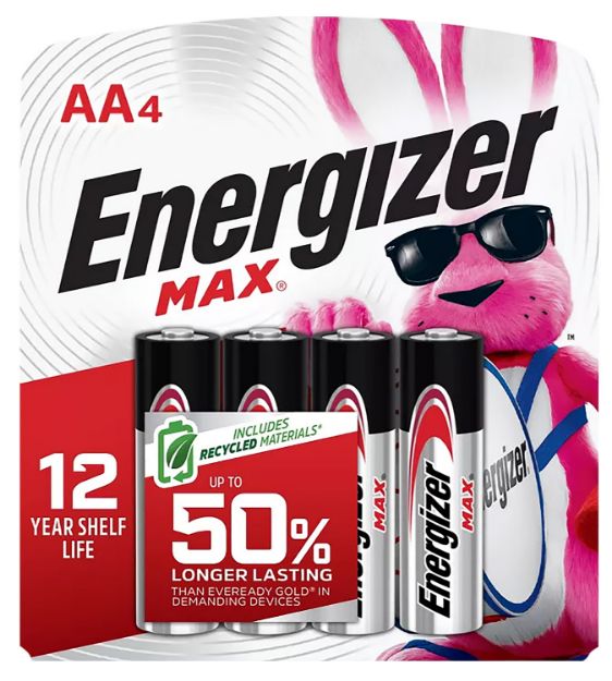 Picture of Energizer E91BP4 AA Max Silver 1.5V Alkaline, Qty (4) Single Pack