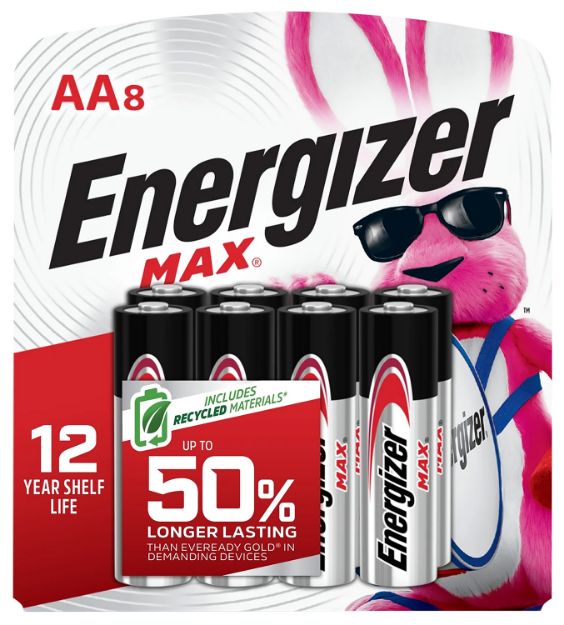 Picture of Energizer E91MP8 AA Max Silver 1.5V Alkaline, Qty (8) Single Pack