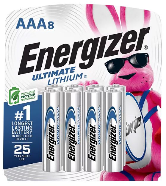 Picture of Energizer L92SBP8H3 AAA Ultimate Lithium Silver 1.5V Lithium, Qty (8) Single Pack