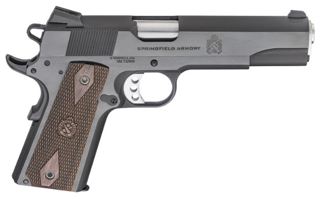 Picture of Springfield Armory PX9420 1911 Garrison 45 ACP 7+1, 5" Stainless Match Grade Steel Barrel, Salt Blued Serrated Carbon Steel Slide, Blued Steel Frame w/Beavertail, Thin-Line Wood Grip