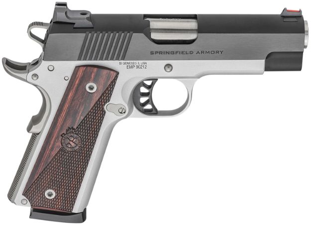 Picture of Springfield Armory PX9124L 1911 Ronin EMP 9mm Luger 10+1, 4" Stainless Match Grade Bull Steel Barrel, Blued Serrated Carbon Steel Slide, Satin Cerakote Aluminum Frame w/Beavertail, Textured Wood Grip