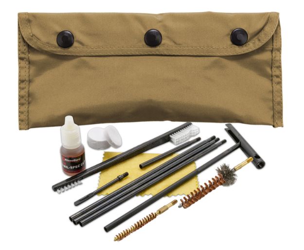 Picture of KleenBore POU302T Modular Cleaning Kit Coyote Tan Multi-Caliber Handgun/Rifle Bronze/Nylon Bristles Nylon Case