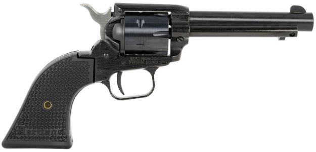 Picture of Heritage Mfg RR22B4PG Rough Rider  22 LR 6 Shot, 4.75" Black Steel Barrel, Black Cerakote Zinc Alloy Frame, Black Cerakote Cylinder, Black Polymer Grip, Hammer/Thumb Safety, Exposed Hammer