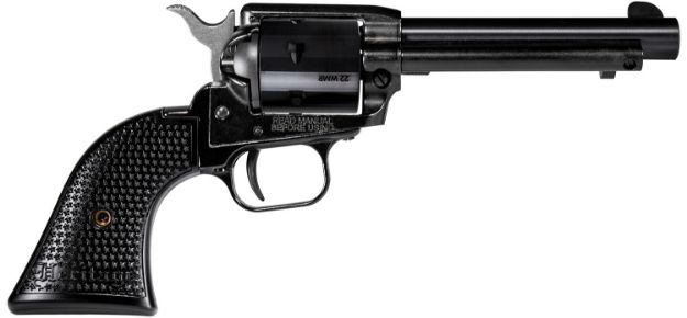 Picture of Heritage Mfg RR22MB4PG Rough Rider  22 LR/22 WMR 6 Shot, 4.75" Black Steel Barrel, Black Cerakote Zinc Alloy Frame, Black Cerakote Cylinder, Black Polymer Grip, Hammer/Thumb Safety, Exposed Hammer