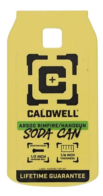 Picture of Caldwell 4002314   Rimfire/Handgun Yellow AR500 Steel Soda Can 1/4" Thick