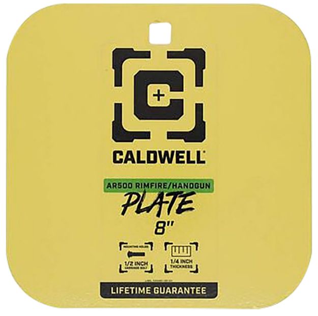 Picture of Caldwell 4002878   8" Rimfire/Handgun Yellow AR500 Steel Gong 1/4" Thick