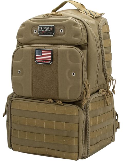 Picture of GPS Bags T1913BPT Tactical Backpack Tan 1000D Polyester 4 Handguns