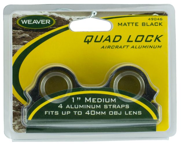 Picture of Weaver Mounts 49046 Quad Lock Detachable Rings  Matte Black 1" Medium