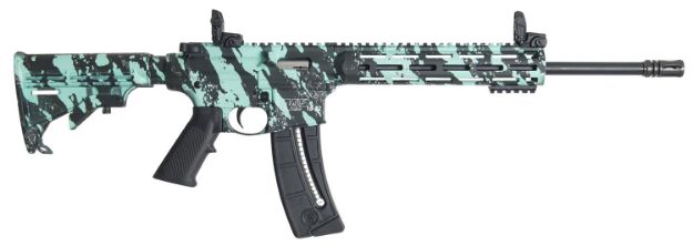 Picture of Smith & Wesson 12066 M&P15-22 Sport 22 LR Caliber with 25+1 Capacity, 16.50" Black Barrel, Overall Robin Egg Blue Platinum Finish & 6 Position CAR Stock Right Hand