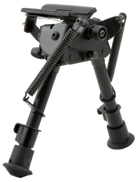 Picture of Harris Bipods BRMS Swivel BR Swivel Stud, 6-9", Black Steel/Aluminum, Notched Legs, Rubber Feet