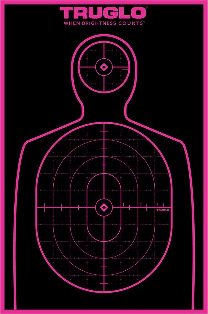 Picture of TruGlo TG13P6 Tru-See Handgun Target Self-Adhesive Heavy Paper Black/Pink 12"x18" Silhouette 6 Pack