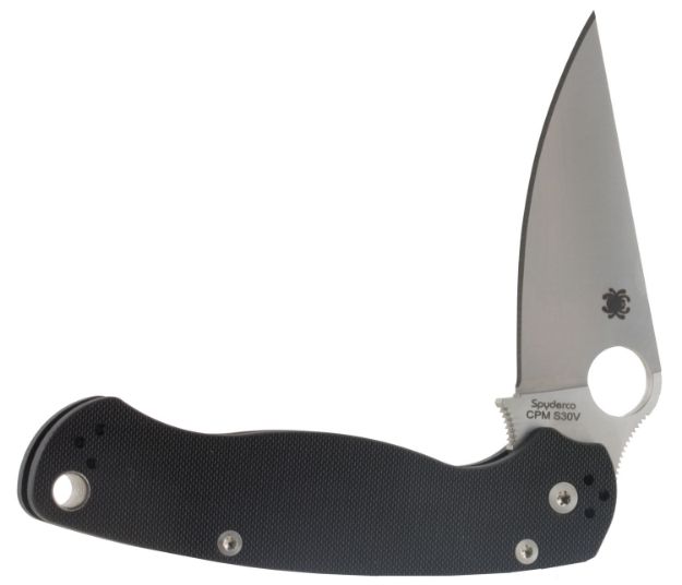 Picture of Spyderco C81GP2 Para Military 2  3.42" Folding Drop Point Plain CPM S45VN SS Blade Black G10 Handle Includes Pocket Clip