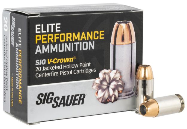 Picture of Sig Sauer E45AP120 Elite Performance  45ACP 200gr V-Crown Jacketed Hollow Point 20 Per Box/10 Case