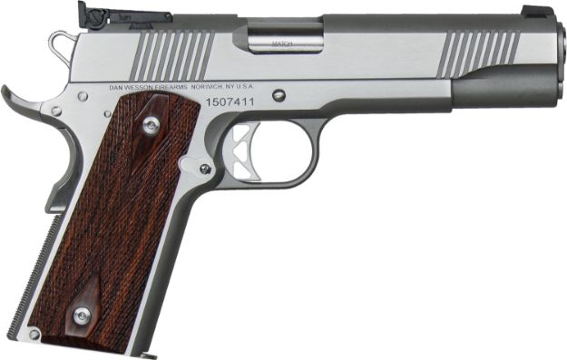 Picture of Dan Wesson 01900 Pointman Seven *CA Compliant 45 ACP 8+1 5" Stainless Steel Barrel, Brushed Stainless Steel Serrated Slide, Frame w/Beavertail, Wood Grip