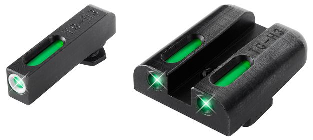 Picture of TruGlo TG13GL1A TFX  Low Green/White Outline Fiber Optic/Tritium Front/Green Fiber Optic/Tritium Rear/Black Nitride Fortress Frame, Compatible w/Most Glock Except MOS, Front Post/Rear Dovetail Mount