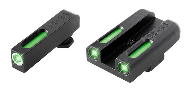 Picture of TruGlo TG13GL3A TFX  Green Fiber Optic/Tritium Front/ Green/Tritium/Fiber Optic Rear/ Black Nitride Fortress Frame, Compatible w/Most Glock Except MOS, Post Mount