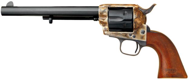 Picture of Cimarron CA514M00 Model P US Cavalry 45 Colt (LC) 6 Shot, 7.50" Blued Steel Barrel & Cylinder, Color Case Hardened Steel Frame, Walnut w/OWA Cartouche Stamp Grip, Exposed Hammer