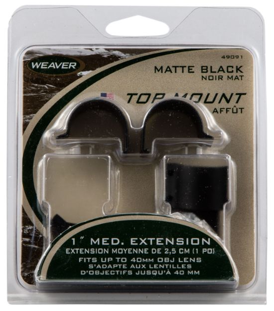 Picture of Weaver Mounts 49091 Detachable Top Mount Extension Rings  Matte Black 1" Medium