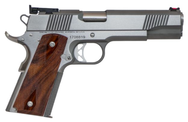 Picture of Dan Wesson 01942 Pointman Nine 9mm Luger Caliber with 5" Barrel, 9+1 Capacity, Overall Stainless Steel Finish, Beavertail Frame, Serrated Brushed Slide & Cocobolo Grip