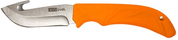 Picture of AccuSharp 729C Gut Hook  3.50" Fixed Gut Hook Plain Stainless Steel Blade/Blaze Orange Rubber Handle Includes Belt Carry Pouch