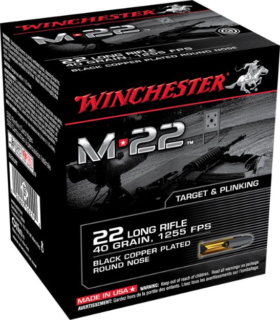 Picture of Winchester Ammo S22LRT M-22  22LR 40gr Black Copper Plated Round Nose 1000 Per Bx/2 Case *Bulk