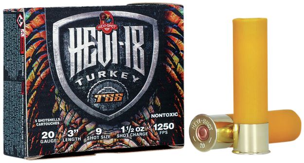 Picture of HEVI-Shot HS7009 HEVI-18 TSS Turkey 20Gauge 3" 1 1/2oz Tungsten 9Shot 5 Per Box/10 Case