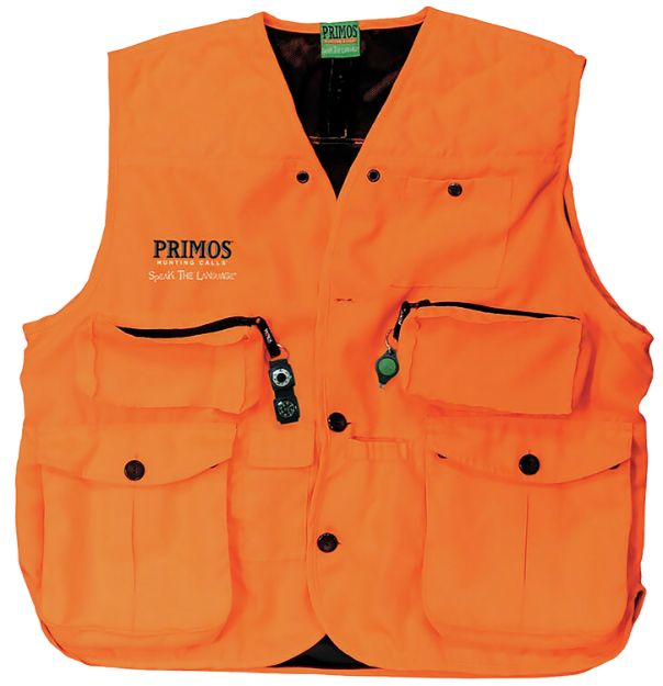 Picture of Primos 65702 Gunhunter's Hunting Vest Large Blaze Orange Features Compass & LED Light