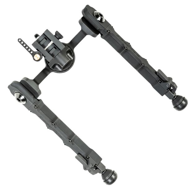 Picture of Accu-Tac FCSRBG200 FC-5 G2 Bipod made of Black Hardcoat Anodized Aluminum with Picatinny Attachment, Steel Feet & 6"-10.60" Vertical Adjustment