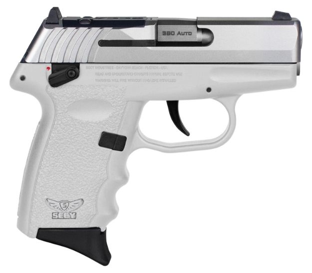 Picture of SCCY Industries CPX4TTWTRDRG3 CPX-4 RD 380 ACP 10+1 2.96" White Polymer/Serrated Stainless Steel Slide/Finger Grooved White Polymer Grip