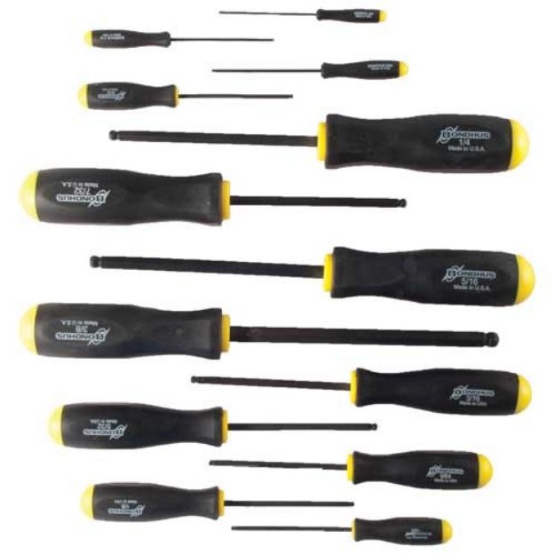 Picture of Bondhus 13-Piece Standard Hex Screwdriver Set - .050-3/8