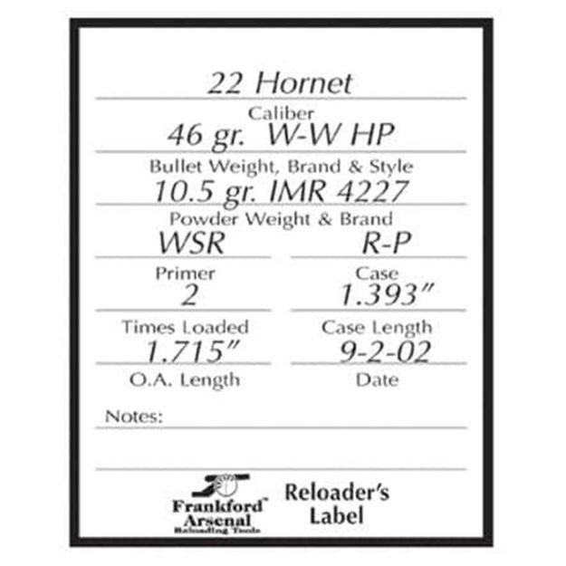 Picture of Pistol And Rifle Reloader's Labels - 100 Pack