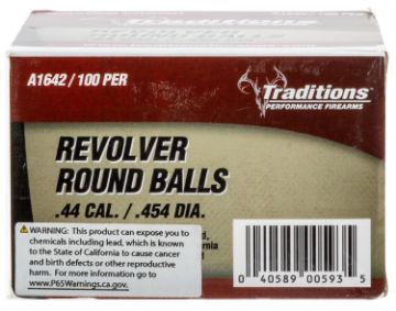 Show details for TRAD A1642 REVLVR ROUND BALL .454 100 Picture of TRAD A1642 REVLVR ROUND BALL .454 100
