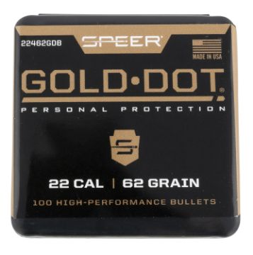 Show details for Speer Gold Dot Bullets 224-62-Gr 100/Bx Picture of Speer Gold Dot Bullets 224-62-Gr 100/Bx