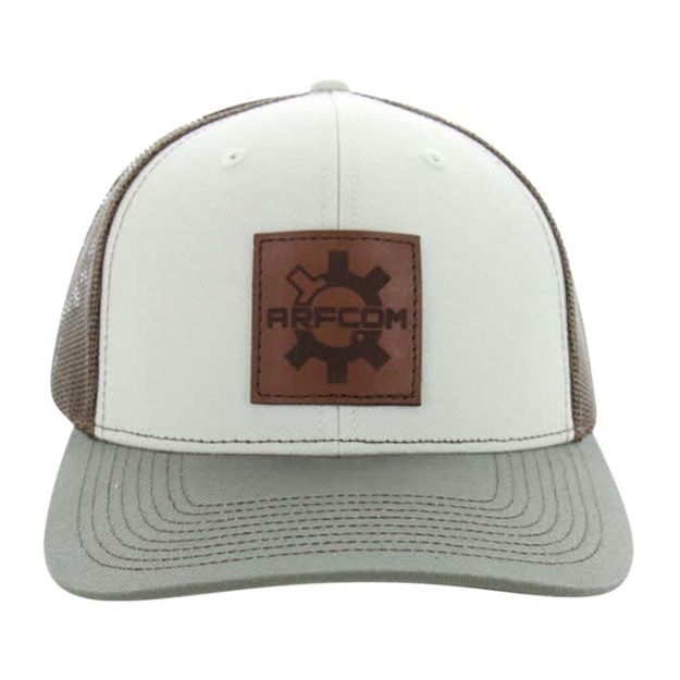 Picture of Stone Snapback W/ Brown Mesh, Olive Bill & Leather Patch