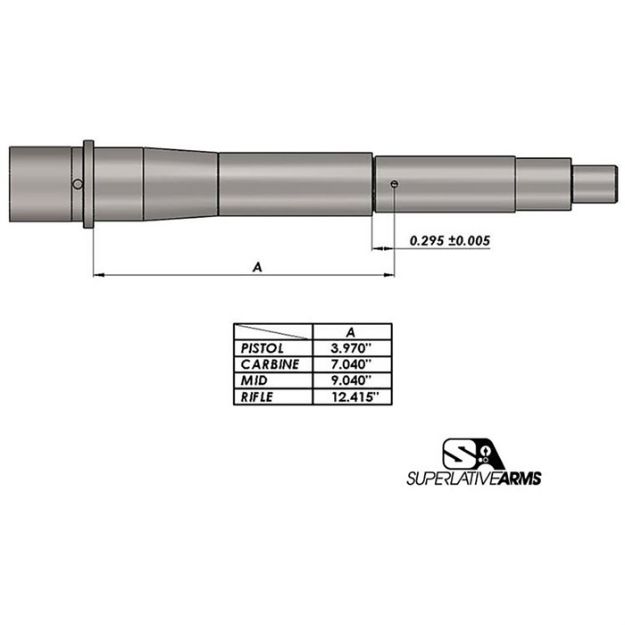 Picture of Ar-15 Adj Piston System W/Solid .750'' Gas Block Pistol Rh